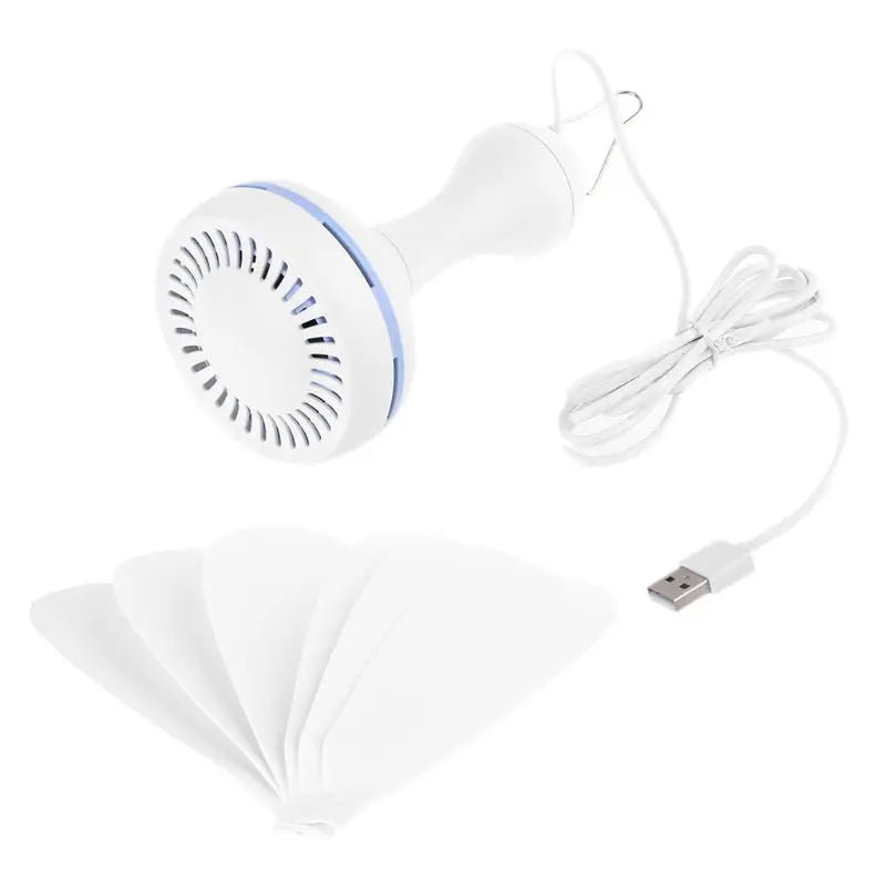 6 Leaves 5V USB Ceiling Fan Air Cooler USB Powered Hanging 16.5 inch Tent Hanger Fans for Camping Outdoor Dormitory Home Bed