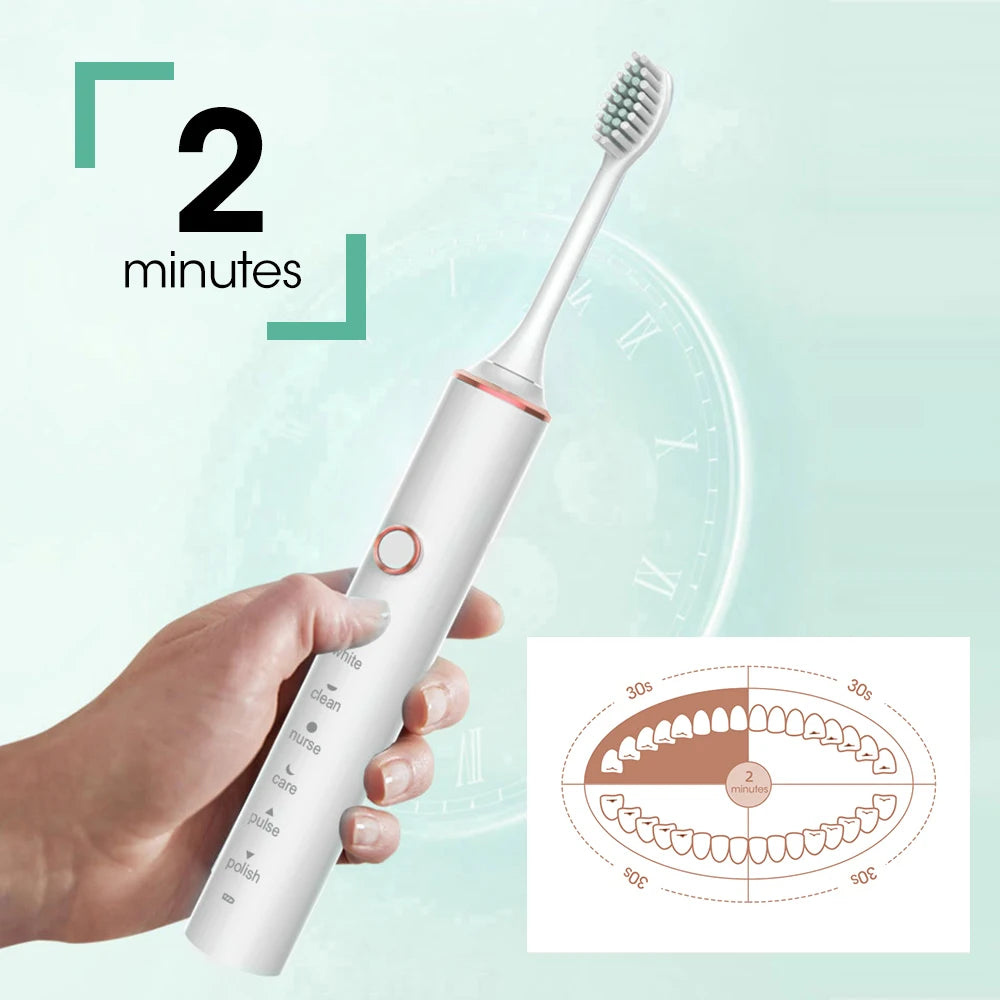 Electric Toothbrush 6 Modes 18 Gears Soft Bristle IPX7 Waterproof Whitening Remove Tartar Stains USB