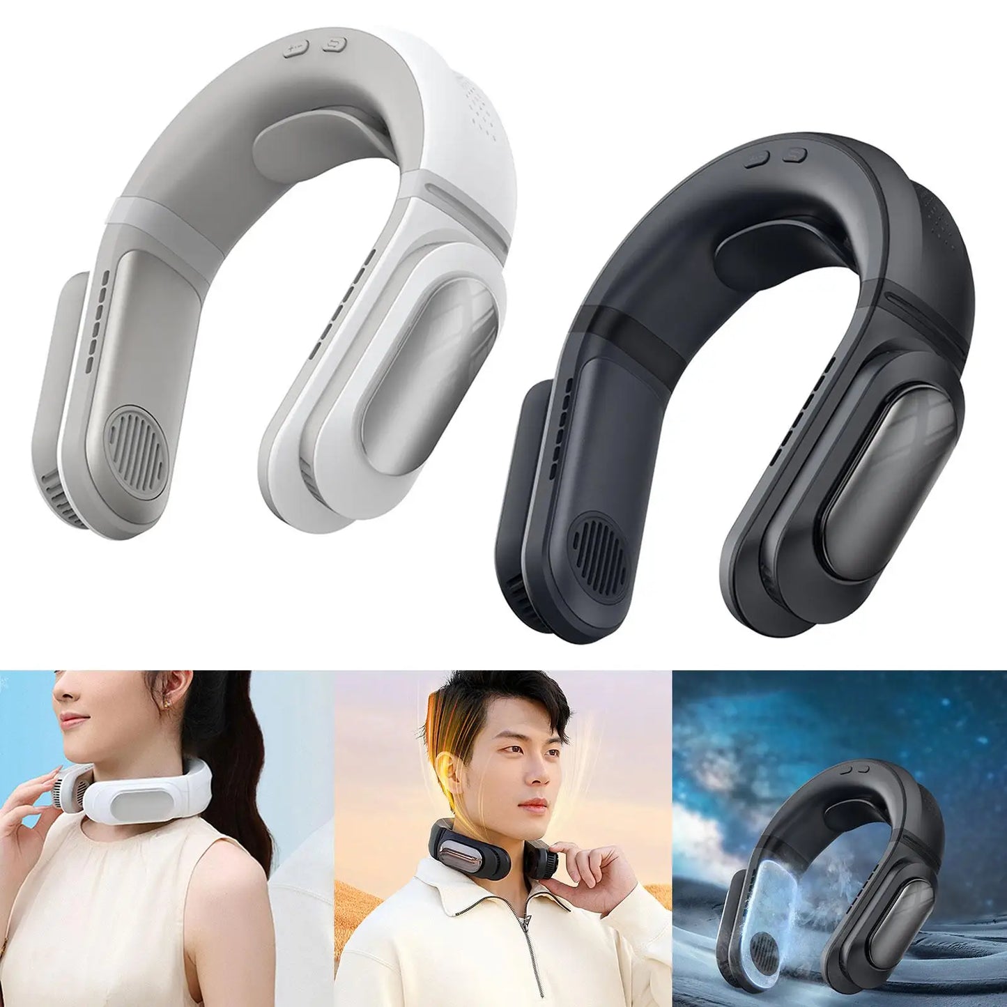 6000mAh Hanging Neck Fan_Portable Neck Air Conditioner_Type-C USB Rechargeable Hands Free Electric Fans For Sports