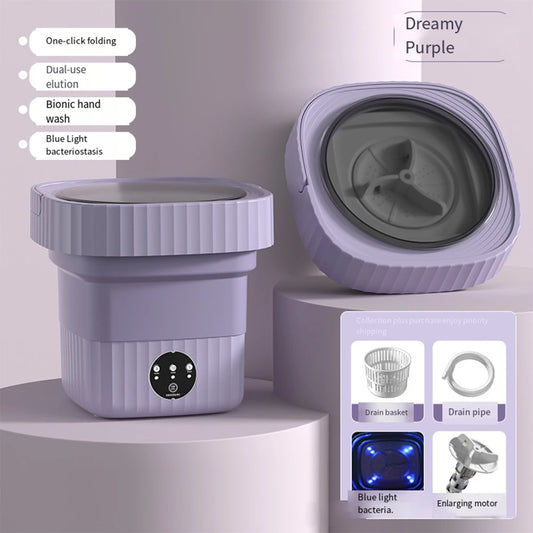 6L 11L Folding Portable Washing Machine
Capacity with Spin Dryer Bucket
Clothes Travel Home Underwear Socks Mini Washer