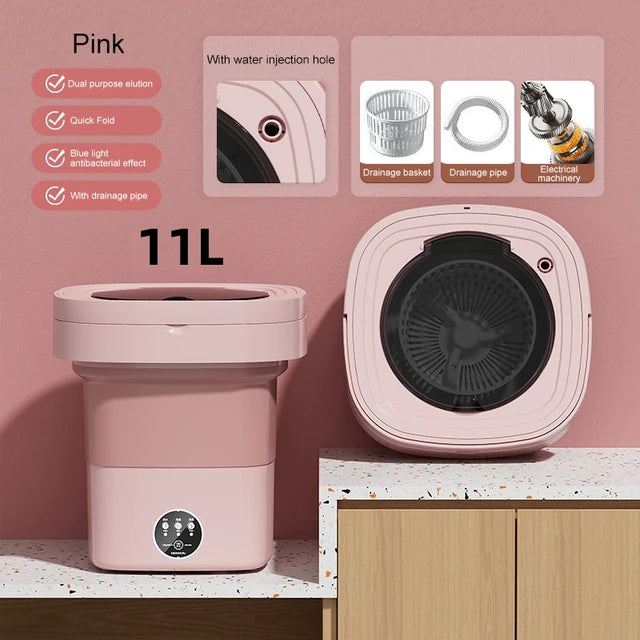 6L 11L Portable Washing Machine
Large Capacity Clothes Spin Dryer Bucket
Travel Underwear Socks Ultrasonic Mini Washer