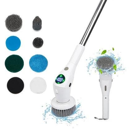8 in1 Electric Cleaning Brush Extendable Electric Spin Scrubber