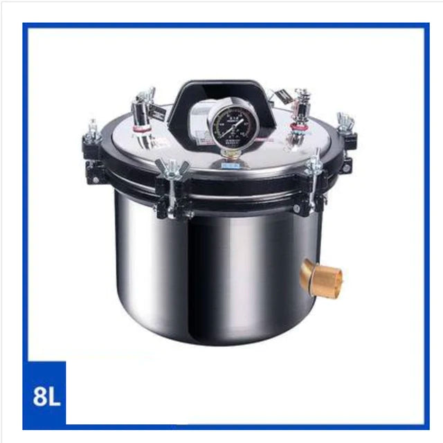 8L Stainless Steel Autoclave High Pressure Sterilizer Steam Pot