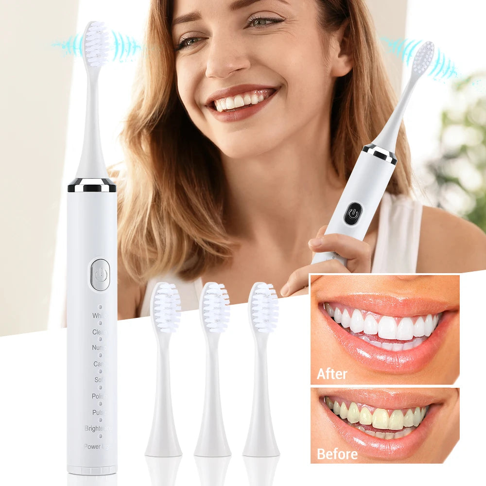 Adult Sonic Electric Toothbrushes Soft 8 Modes Rechargeable 4PCS Toothbrush Heads