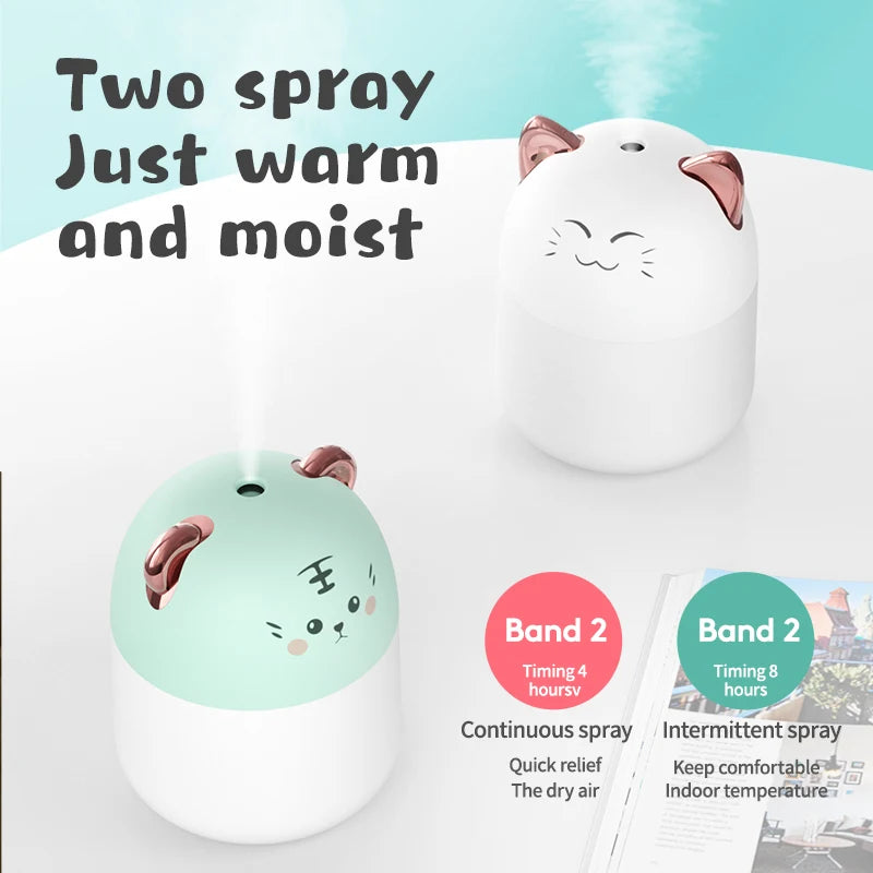 Mini Cute Pet Air Humidifier
Room Air Humidification USB Aromatherapy Diffuser
Night Light Heavy Fog Spray