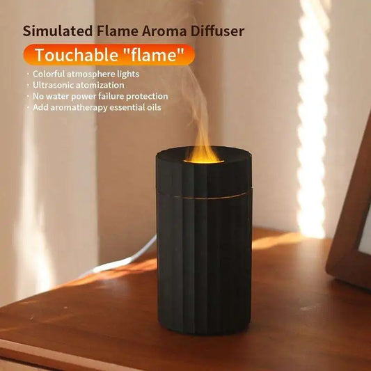 Air Humidifier with Flame Effect Essential Oil Diffuser 100ml 7 Colors - Home Fragrances Car Refresh