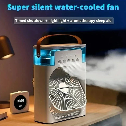 Portable Mini Air Cooler Fan with 5x Spray & 7 Color LED - Humidifier