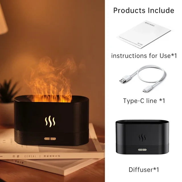 Aroma Diffuser Air Humidifier Ultrasonic Aromatherapy Cool Mist Maker Essential Oil Flame Lamp Difusor For Home