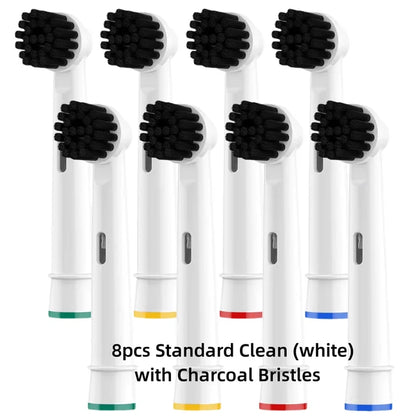 Bamboo-Charcoal Infused Bristles Generic Electric Toothbrush Replacement Heads For Oral B Black