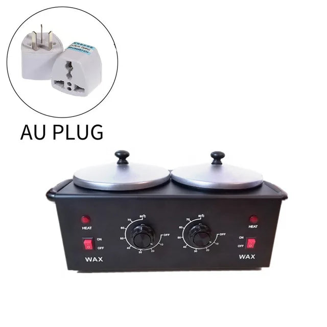 Black Double Pots Wax Warmer Professional Melted Wax Beads for Hair Removal