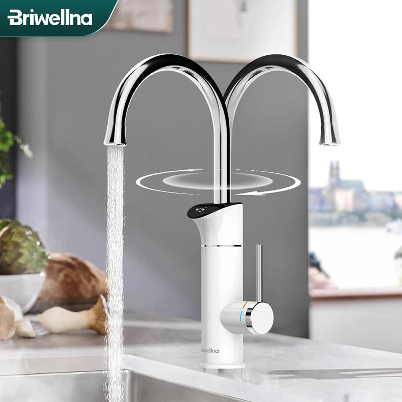 Briwellna Electric Water Heater 220V Instant Hot Water Kitchen Faucet
2 in 1 Tankless Water Heater Electric Faucet Heating Tap
