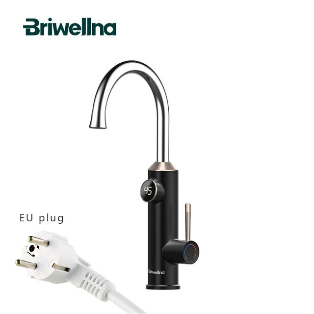 Briwellna Electric Water Heater Kitchen Faucet 2 in 1 Tankless Water Heating