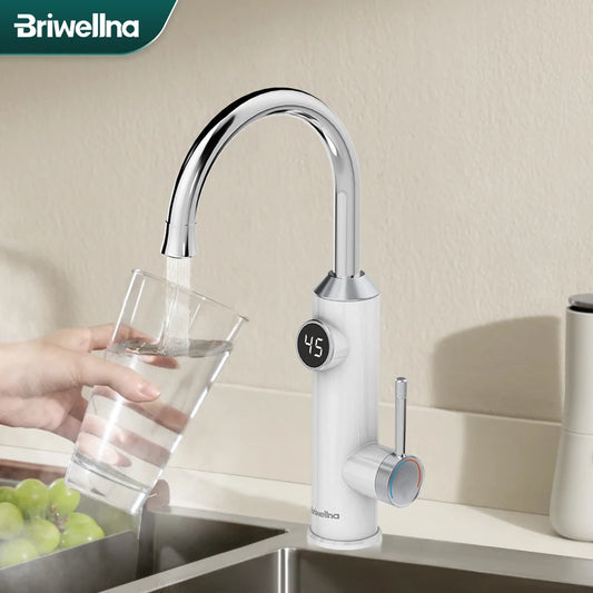 Briwellna Electric Water Heater Kitchen Faucet 2 in 1 Tankless Water Heating