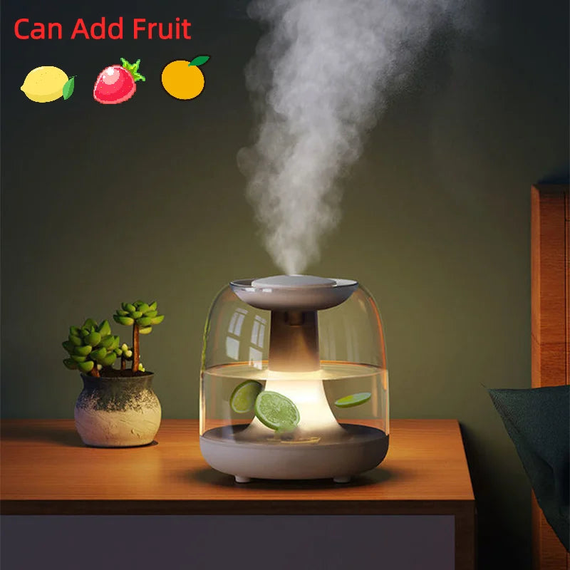 Fruit Air Humidifier Household Cute Ultrasonic Colorful Jellyfish Night Light USB Mini Humidifier Diffuser Transparent