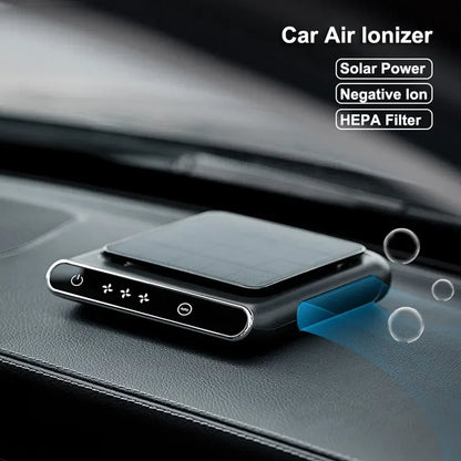 Car Air Purifier Portable Wireless Air Ionizer Solar Odor Eliminator Smoke PM2.5 HEPA Filter Negative Ion Deodorant