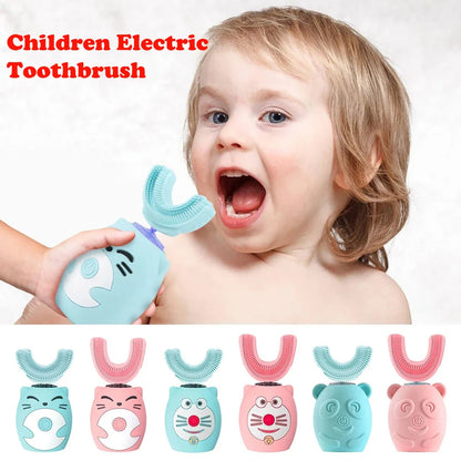 Child Sonic Electric Toothbrush Cleaning Silicone Children 360 Degrees Automatic USB Rechargeable Smart Kids Toothbrush U Shape