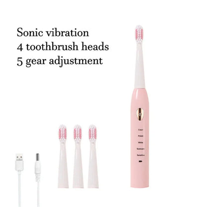 Clean Adult Black White Classic Acoustic Electric Toothbrush
Adult 5-gear Mode USB Charging IPX7 Waterproof Acoustic Electric
