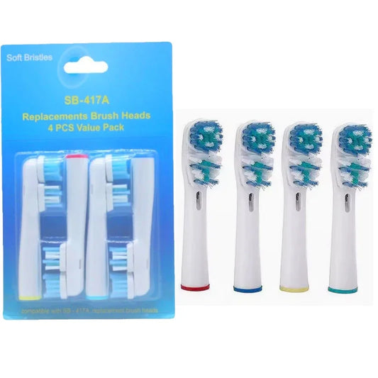 Soft Bristle Toothbrush Head Compatible For Oral B Pro Electric Toothbrush 1000 8000 9000 SB-417A Dual Head Toothbrush