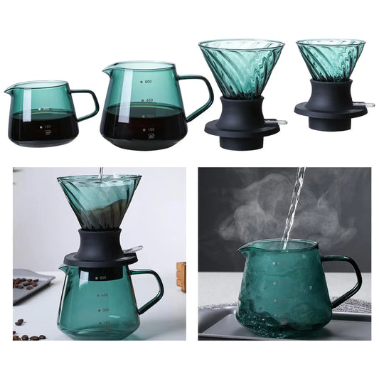 Coffee Maker Glass Kettle Cup Dripper Heat Resistant Server Drip for Travel