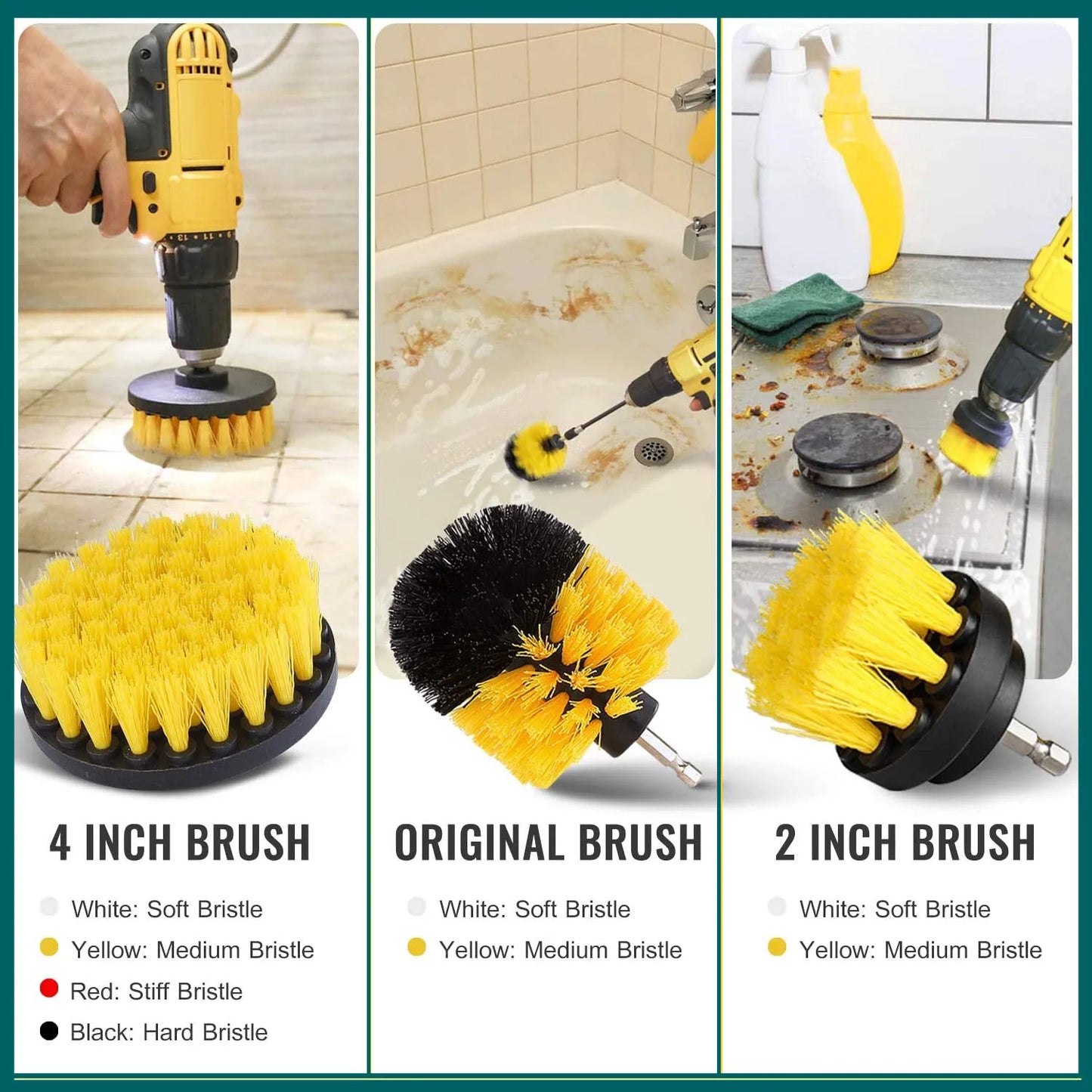 Drill Brush Set for Shower Tile and Grout Cleaning
Power Scrubber Cleaning Kit 
Power Scrubber Brush Pad Sponge Kit
