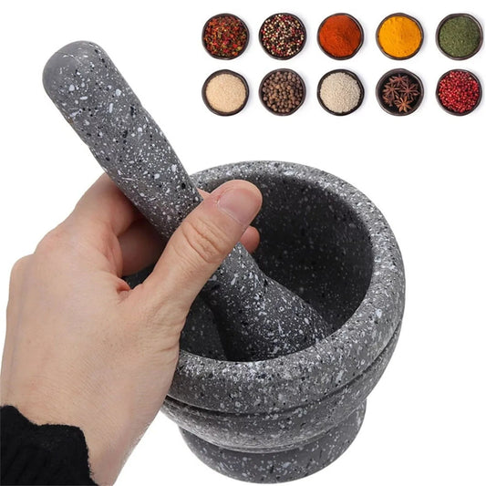 Easy Peeler Pestle And Mortar Wooden Stone Cup & Crusher Set 6.7 Inch
