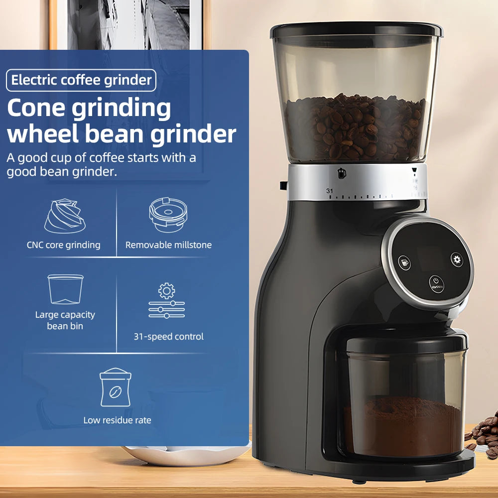 Electric Burr Coffee Grinder with 31 Precise Grind Setting and LCD Display