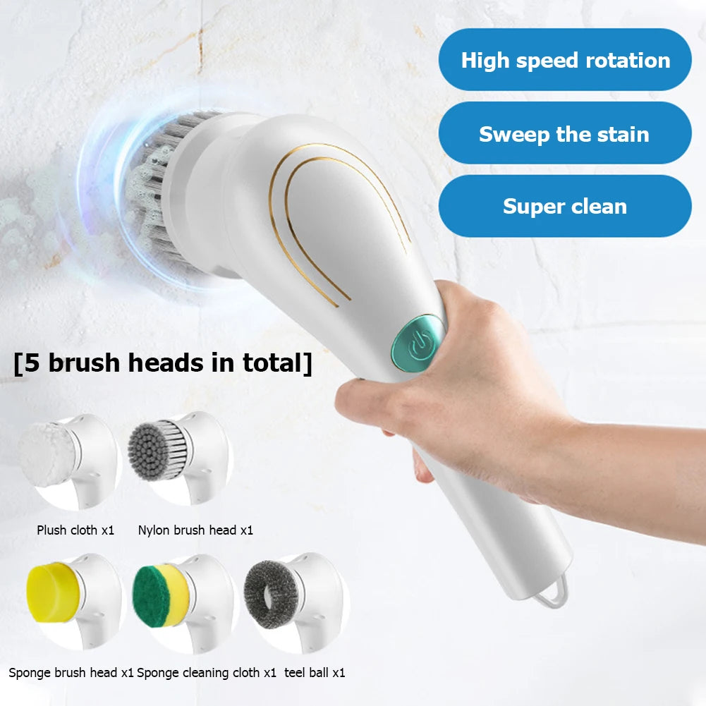 Electric Cleaning Brush 5-in-1 Multifunctional USB Charging Brush