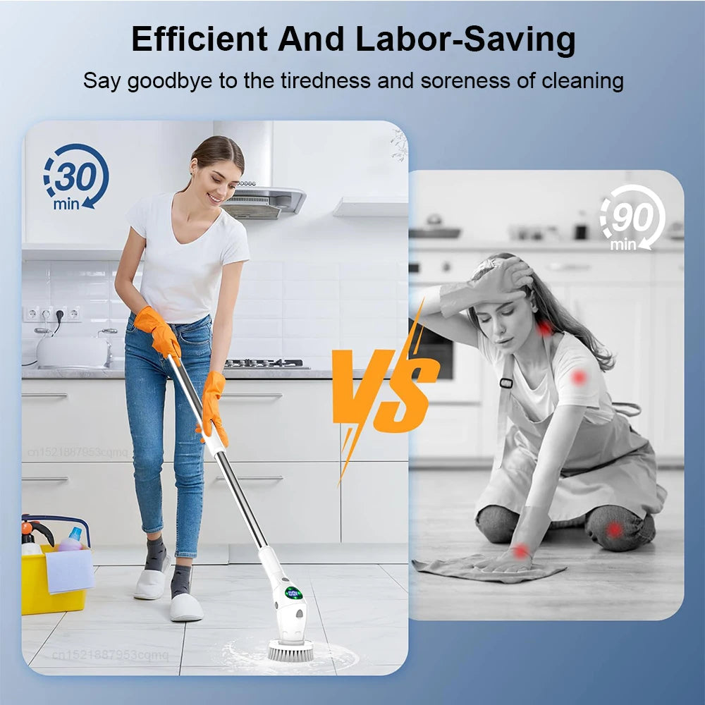 Electric Cleaning Brush 8-in-1 Multifunctional Kitchen Bathroom Cleaning Brush Rotary Wireless Electric Spin Cleaning Machine