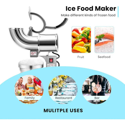 Electric Dual Blades Ice Crusher Shaver Snow Cone Maker Machine Silver 440lbs/hr
