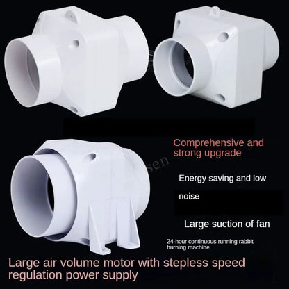 Electric Exhaust Fan Kitchen Pipe Duct Ventilation Fan Bathroom Smoke Adjustable Speed Ventilador Industrial