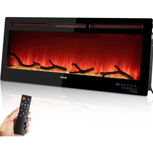 Electric Fireplace 50-inch Recessed and Wall Mounted Black
Adjustable Flame Colors and Speed with Remote Control & Timer