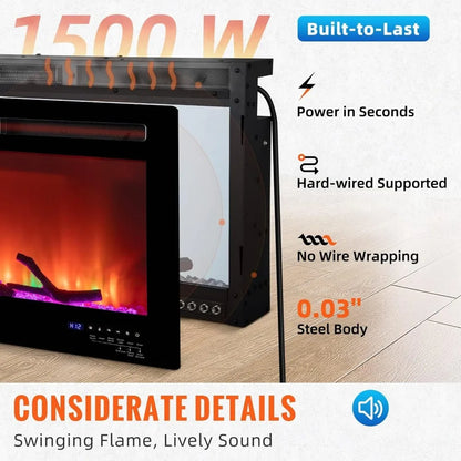Electric Fireplace
60-inch Wall Mounted and Recessed Fireplace
Adjustable Flame Colors and Speed
Compatible with Alexa