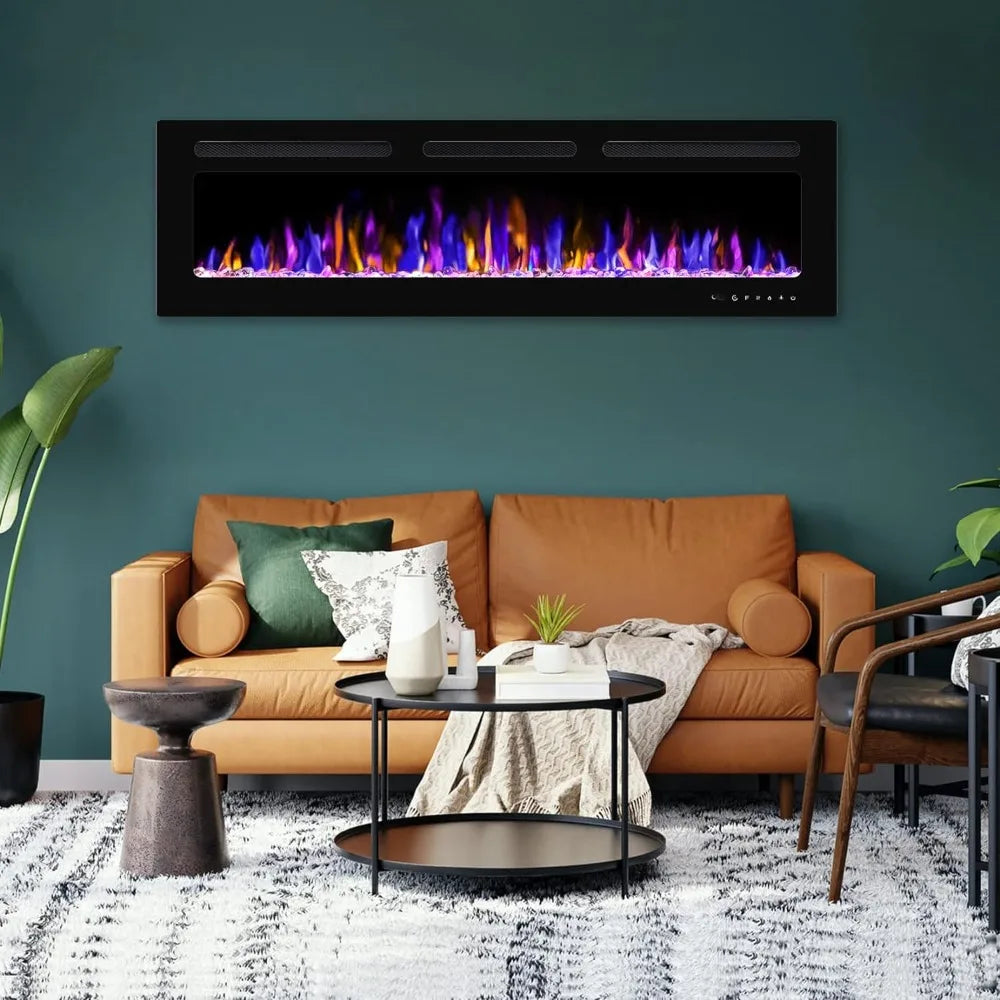 Electric Fireplace Wall Mounted and Recessed with Remote Control
750/1500W Ultra-Thin Wall Fireplace Heater