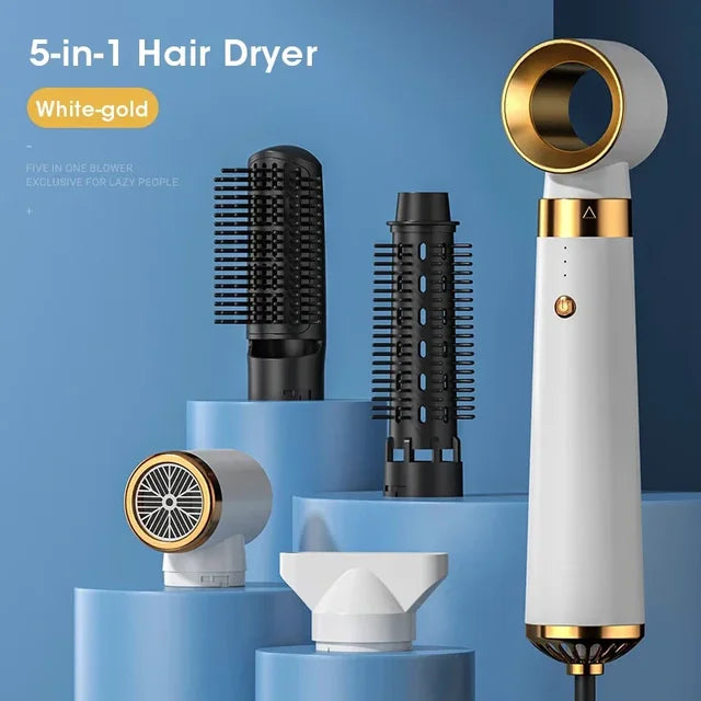 Electric Hair Dryer 5 in 1 Multifunctional Hair Straightener Negative Ion Hair Care Curler Blow Dryer Styling Set Strong Wind.