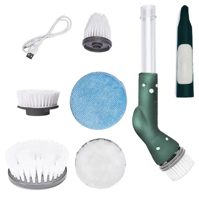 Electric Spin Cleaner Cordless Power Scrubber with 6 Replacement Brush Heads.