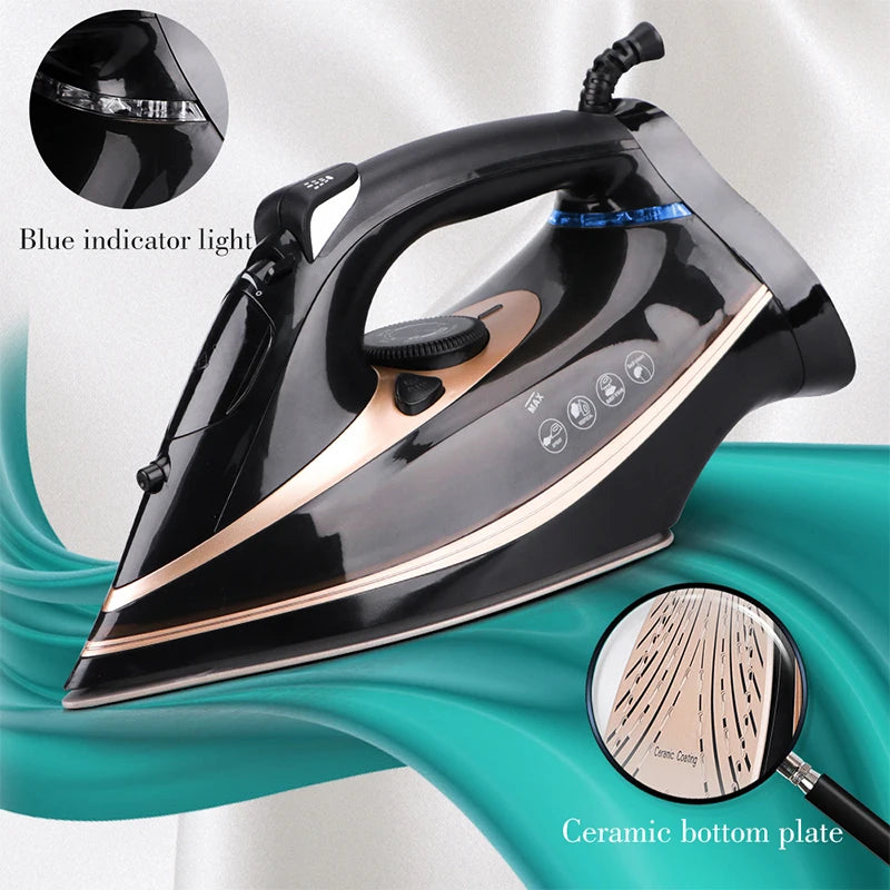 Electric Steam Iron 2200W - Ceramic Plate - Handheld Cloth Iron for Clothes