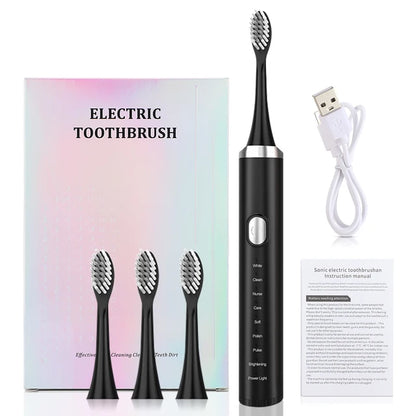 Electric Toothbrush 8 Modes Sonic Oral Cleaning USB Rechargeable Teeth Whitening Toothbrush with Replacement Heads For Adult. 

Product name: Electric Toothbrush 8 Modes Sonic Oral Cleaning Toothbrush