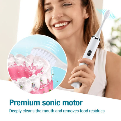 Electric Toothbrush 8 Modes Sonic Oral Cleaning USB Rechargeable Teeth Whitening Toothbrush with Replacement Heads For Adult. 

Product name: Electric Toothbrush 8 Modes Sonic Oral Cleaning Toothbrush