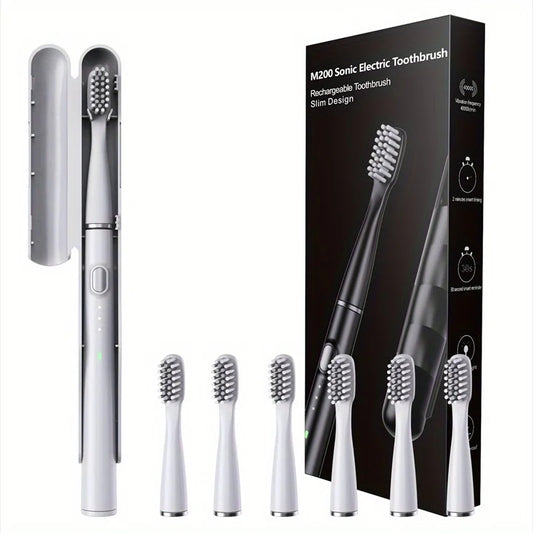 Electric Toothbrush Portable USB Rechargeable Automatic Electric Toothbrush with 6 Replaceable Brush Heads