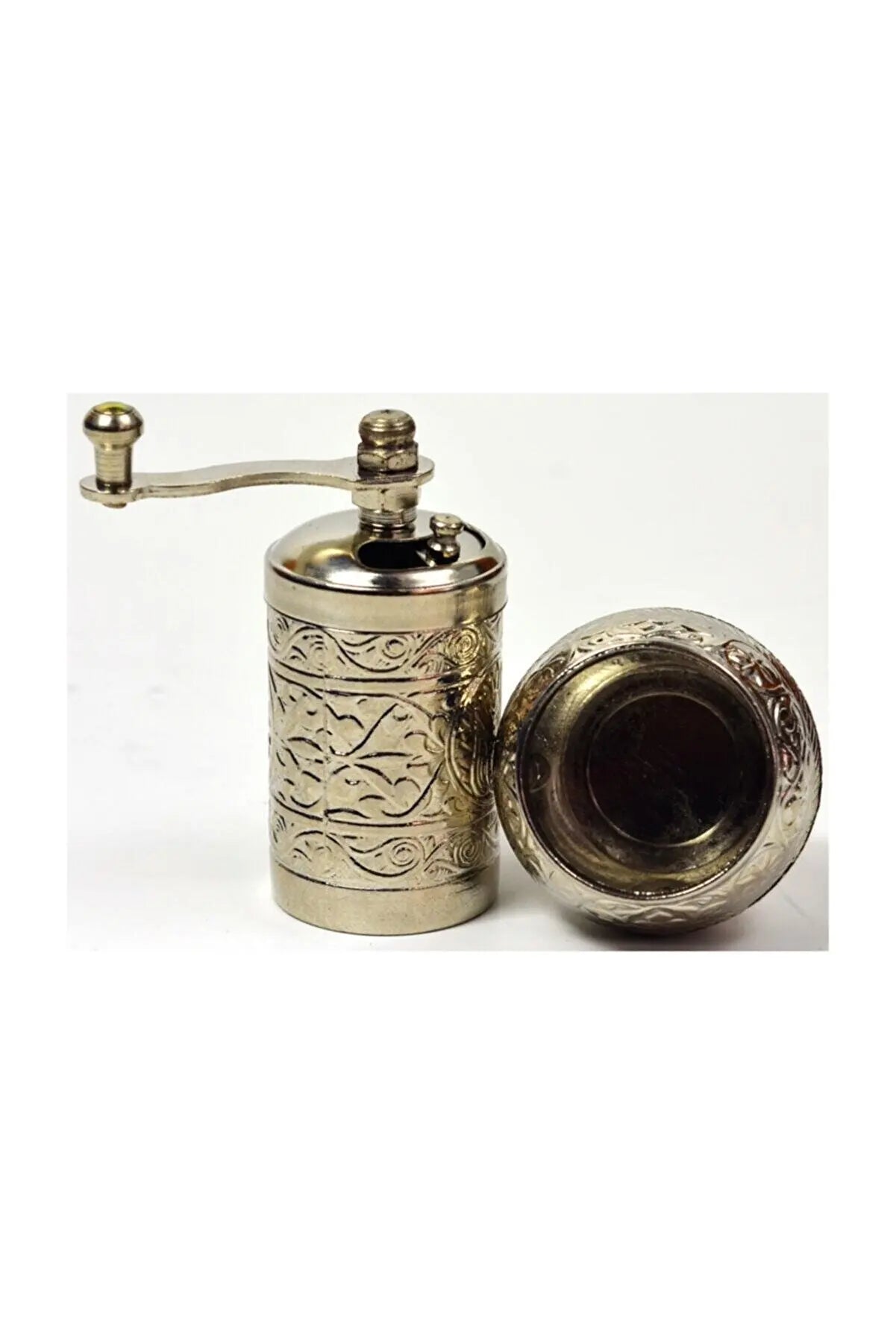 Pepper Grinder Salt Spice Coffee Mill Ottoman Design Silver Copper Brass