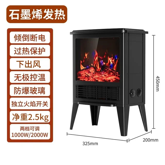 Fireplace Heater 3D Simulation Flame Graphene Electric Heater