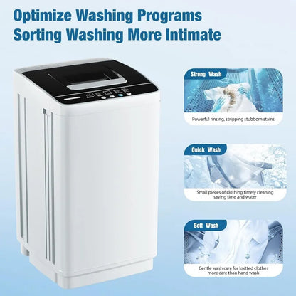 Full Automatic Washing Machine

0.95 Cu.ft Compact Laundry Washer

10 Programs 3 Water Levels

LED Display & Child Lock

Portable