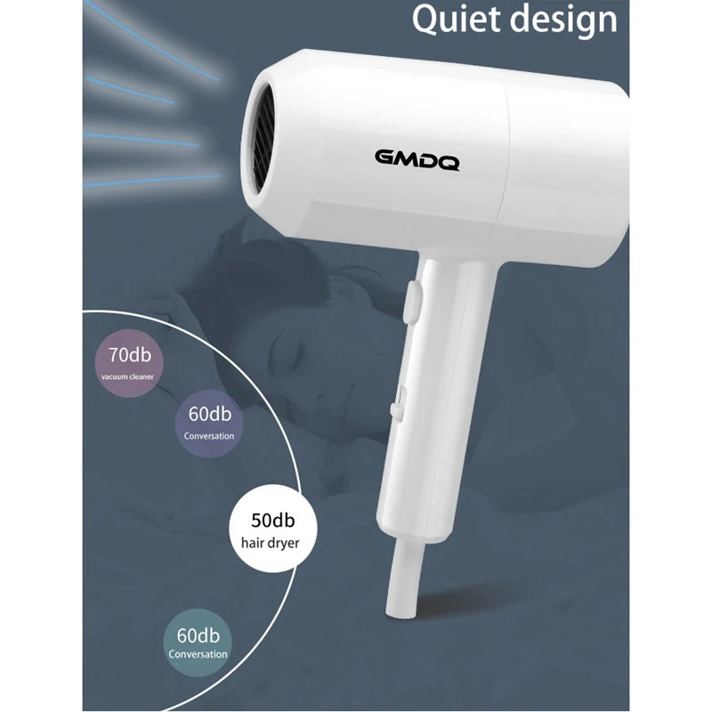 GMDQ Hot&Cold Wind Blow Hair Dryer Electric Wall Mount Bathroom Hotel Negative Ion Blower with USB Bracket Black EU Plug
