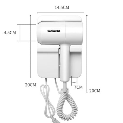 GMDQ Hot&Cold Wind Blow Hair Dryer Electric Wall Mount Bathroom Hotel Negative Ion Blower with USB Bracket Black EU Plug