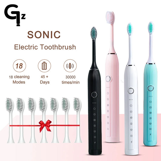 GeZhou N105 Sonic Electric Toothbrush Adult Timer Brush USB Rechargeable Electric Toothbrushes with 8pcs Replacement Brush Head.