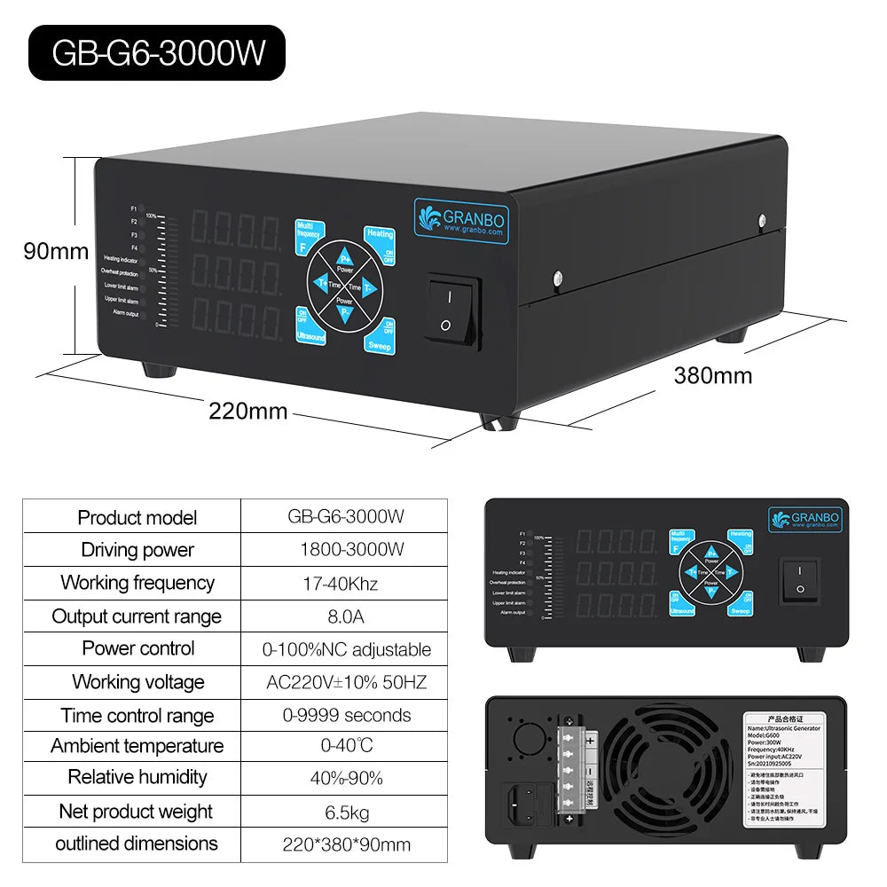 Granbosonic Multi-Frequency Ultrasonic Generator for Cleaning Machine
