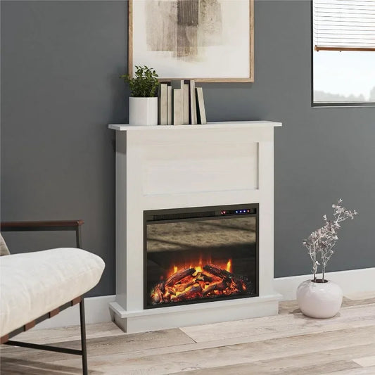 HAOYUNMA Fireplace with Mantel, White Electric Heater