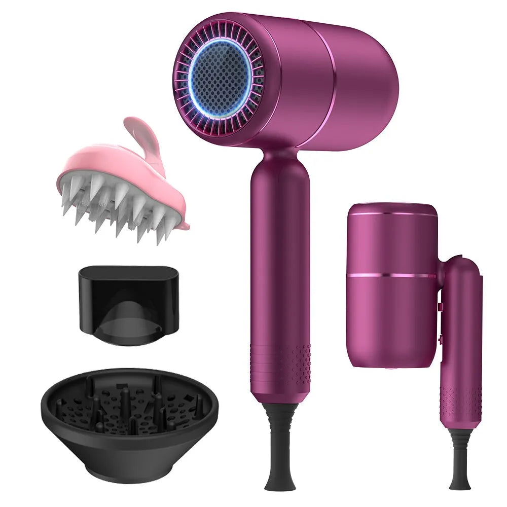 Hair Dryer with Diffuser Ionic Blow Dryer Professional Purple Home Appliance