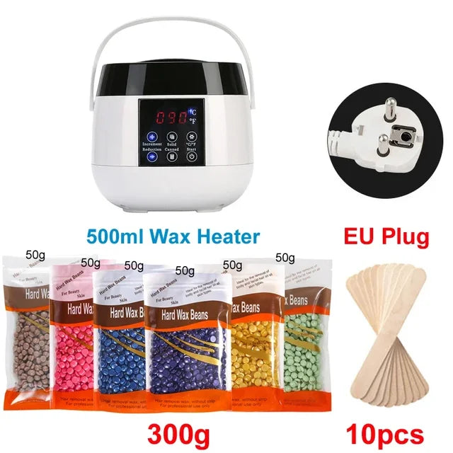 Wax Heater Machine with Wax Beans Kit 500ml Warmer Wax-melt Depilatory Epilator Waxing Paraffin Heater