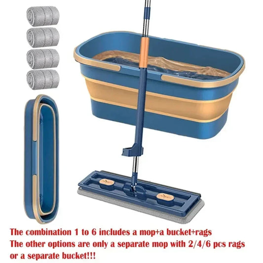 Flat Floor Mop And Bucket Set
Automatic Dehydration Magic Flat Mops Cleaning